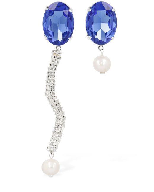 Magda Butrym Asymmetrical Pearl Crystal Earrings