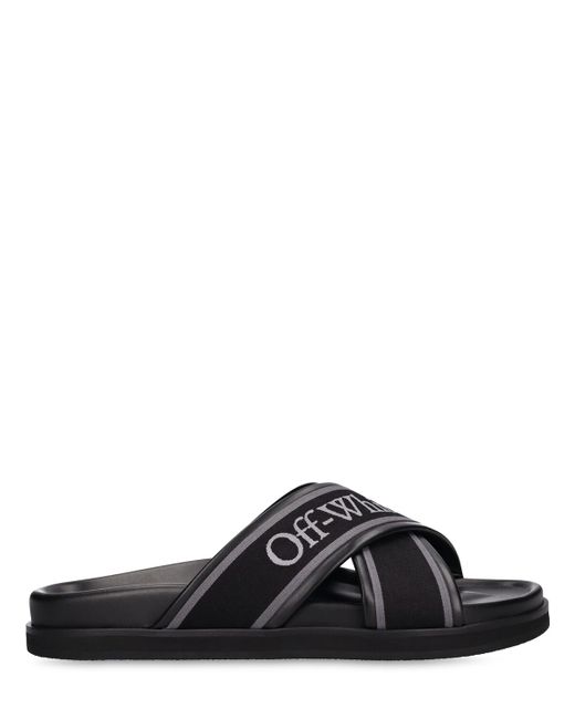 Off-White Cloud Criss Cross Leather Slide Sandals