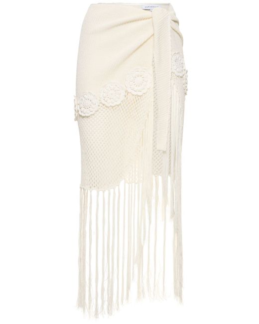 WeWoreWhat Fringed Crochet Cotton Blend Sarong