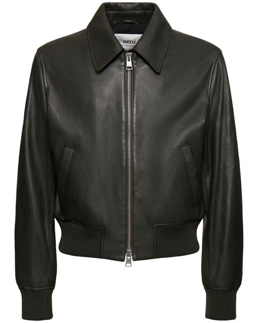 AMI Alexandre Mattiussi Leather Zip Jacket
