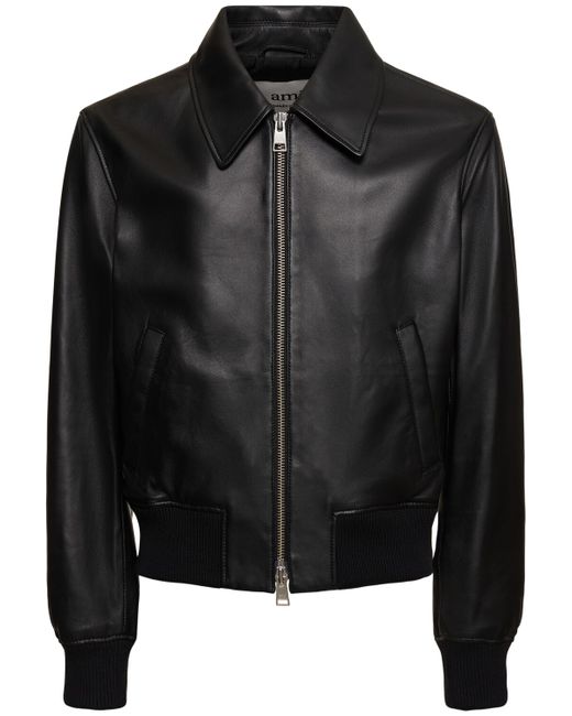 AMI Alexandre Mattiussi Leather Zip Jacket