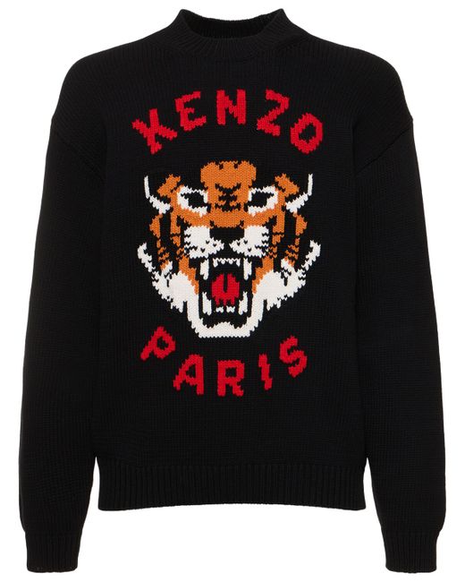 KENZO Paris Tiger Cotton Blend Knit Sweater