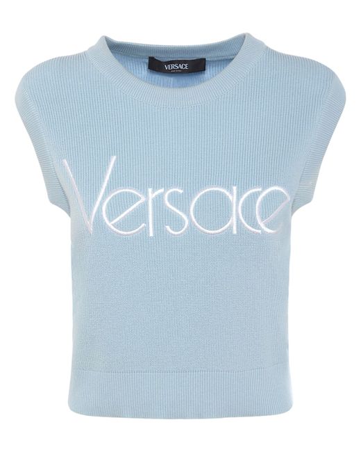 Versace Logo Embroidered Knit Vest