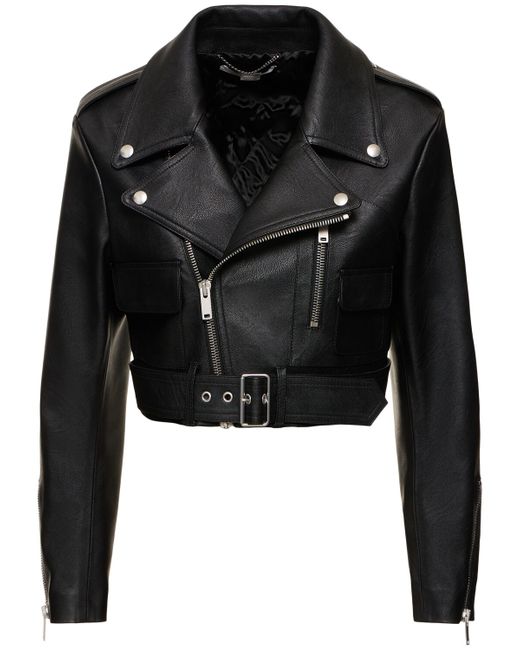 Stella McCartney Belted Faux Leather Cropped Biker Jacket