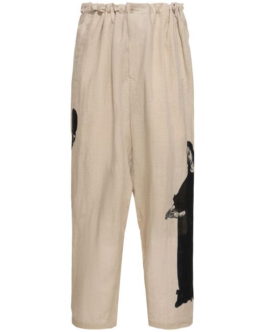 Yohji Yamamoto Printed Linen Pants