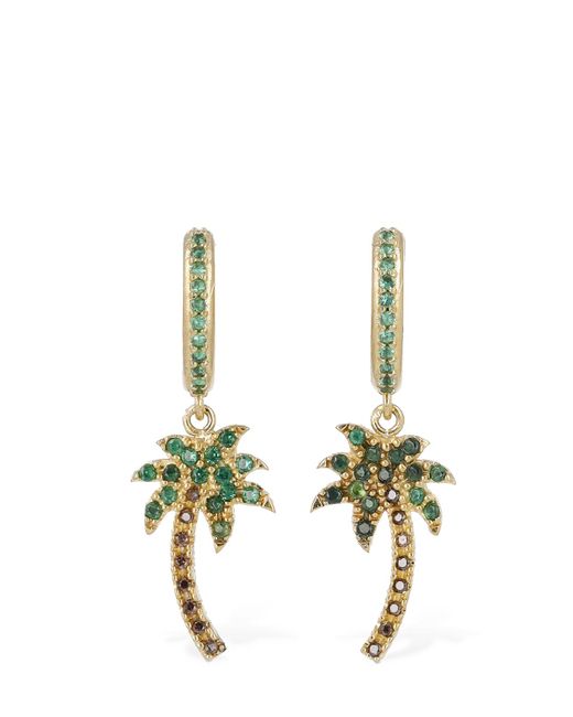 Palm Angels Palm Crystal Brass Hoop Earrings
