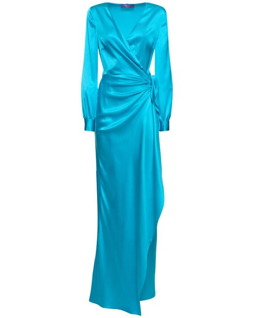 Ralph Lauren Collection Saundra Silk Satin Long Wrap Dress