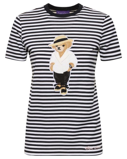 Ralph Lauren Collection Striped Cotton Jersey T-shirt W Bear