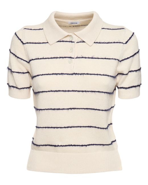 Aspesi Striped Knit Short Sleeve Polo Top