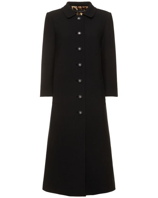 Dolce & Gabbana Wool Crepe Single Breasted Long Coat