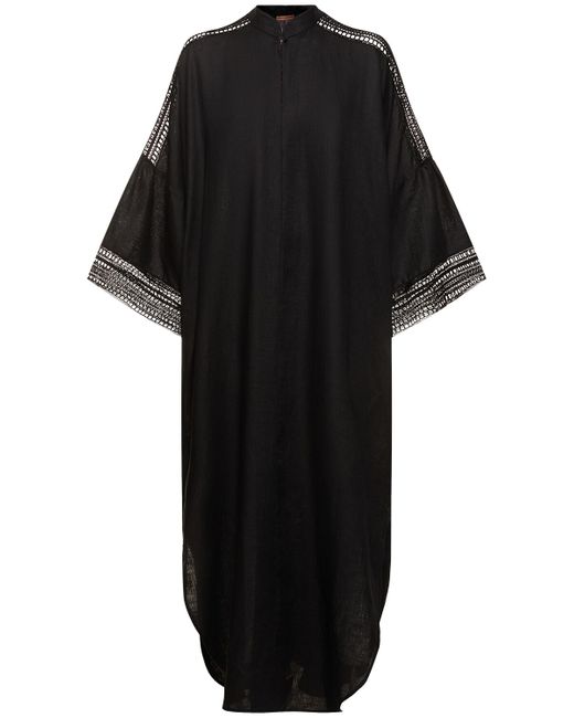 Ermanno Scervino Linen Long Sleeve Caftan Dress