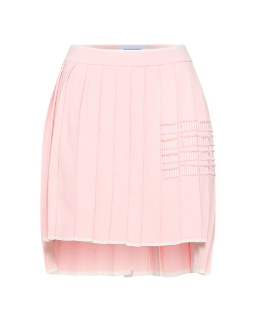 Thom Browne Pleated Cotton Knit Mini Skirt
