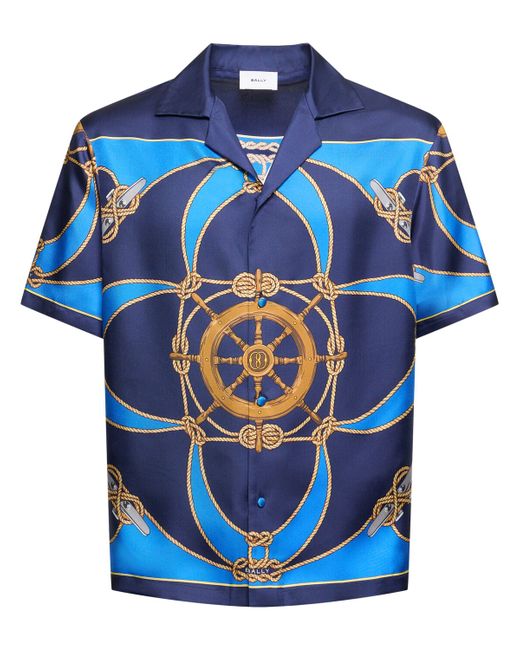 Bally Marine Silk Bowling Shirt