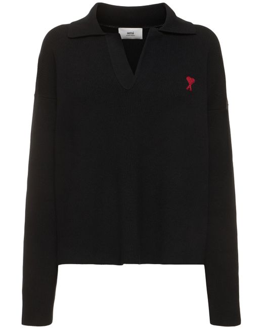 AMI Alexandre Mattiussi Red Adc Polo Cotton Wool Sweater