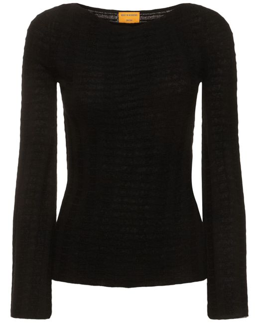 Guest in Residence Flare Long Sleeve Wool Blend Top
