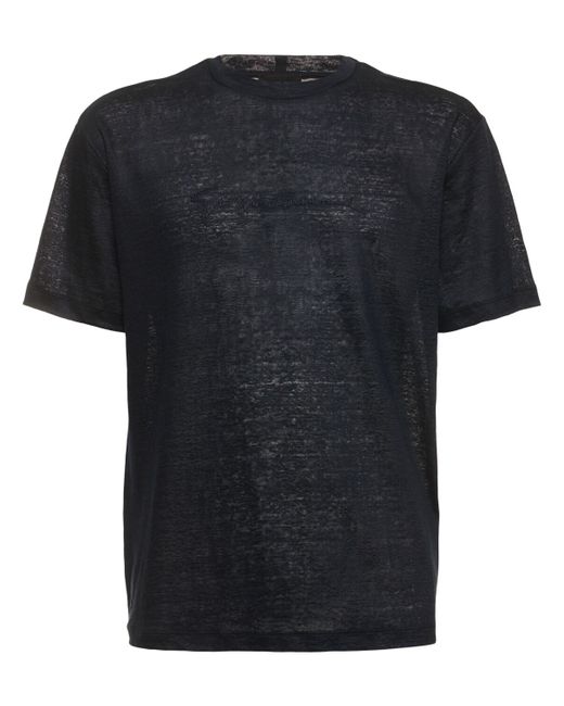 Giorgio Armani Linen Jersey Embroidered Logo T-shirt
