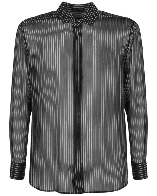Saint Laurent Pinstripe Silk Georgette Shirt