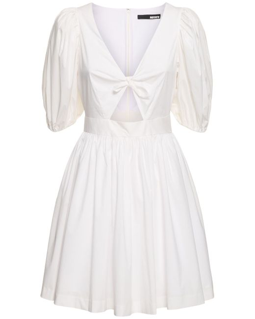Rotate Marie Puff Sleeve Cotton Mini Dress