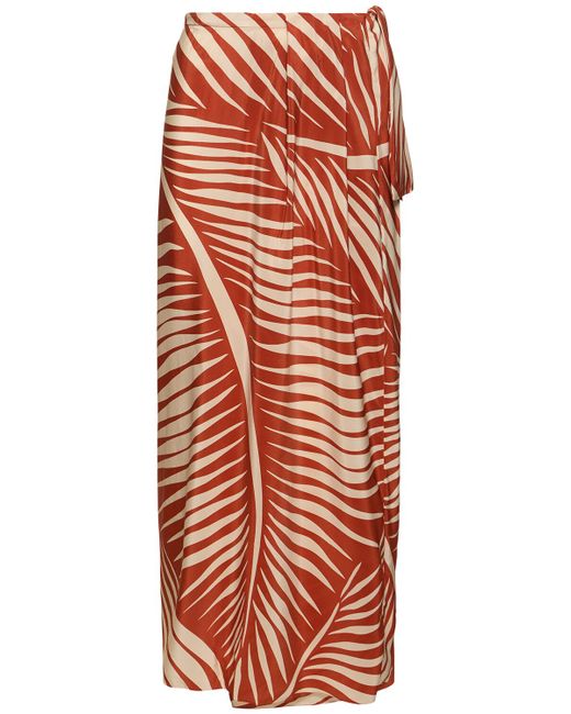 Johanna Ortiz Printed Silk Long Wrap Skirt