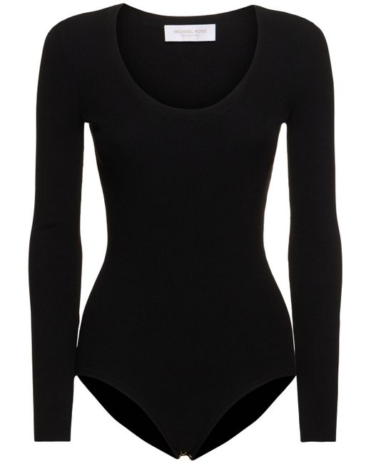 Michael Kors Collection Stretch Viscose Long Sleeve Bodysuit