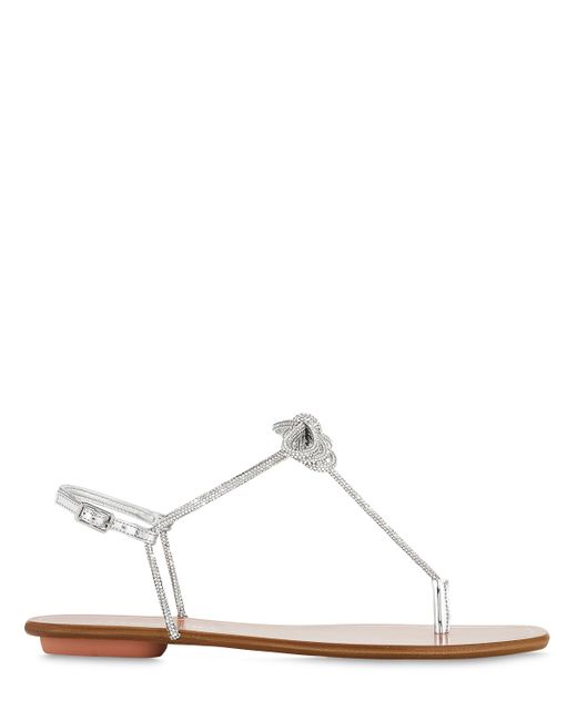 Aquazzura 5mm Capri Mirror Leather Flat Sandals