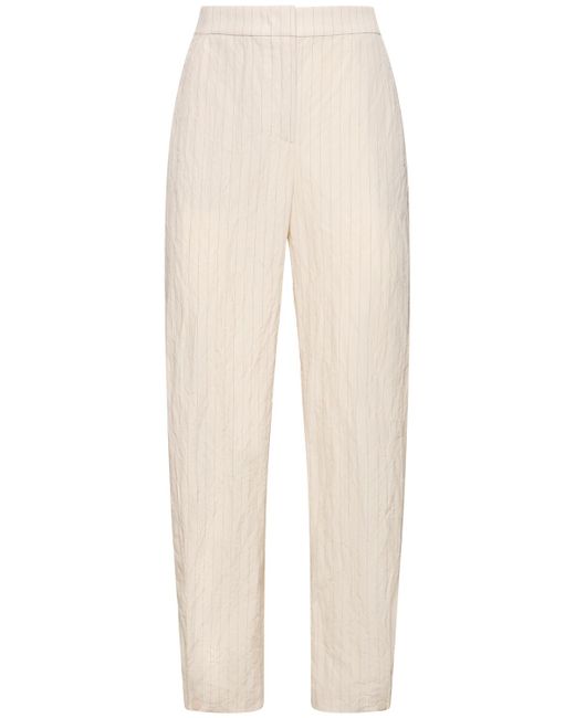 Giorgio Armani Cotton Blend Striped High Rise Pants