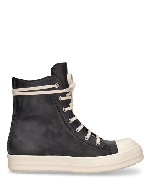 Rick Owens Leather High Top Sneakers