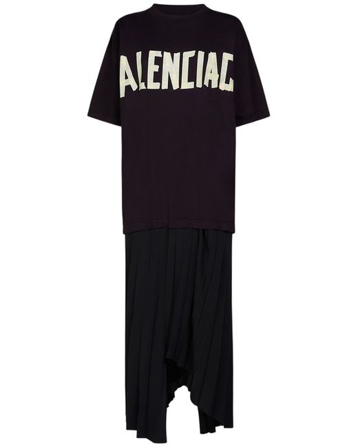 Balenciaga Pleated Tech T-shirt Dress W Logo