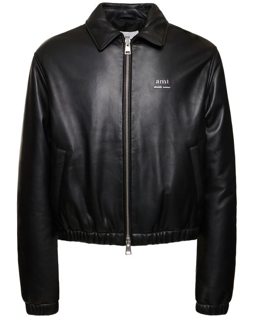 AMI Alexandre Mattiussi Padded Leather Zip Jacket