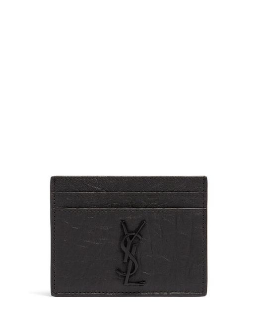 Saint Laurent Croc Embossed Leather Card Holder