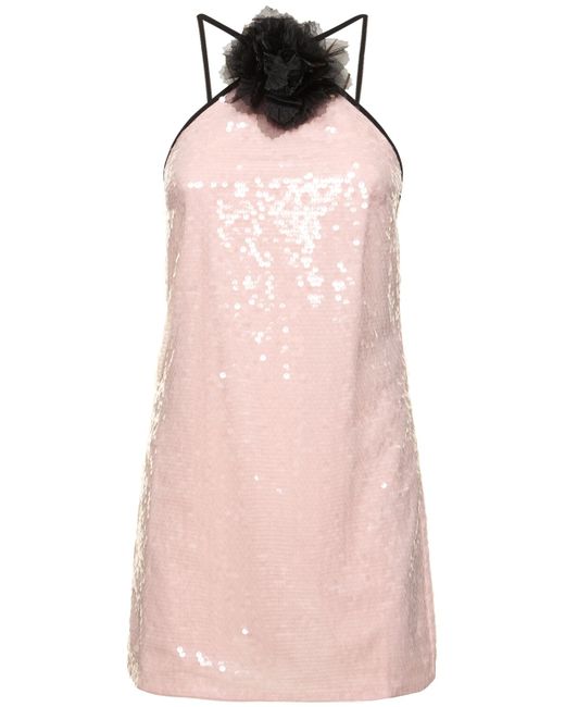Self-Portrait Sequined Halter Neck Mini Dress