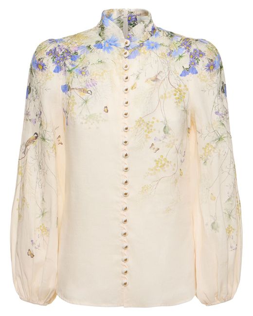Zimmermann Harmony Buttoned Printed Blouse
