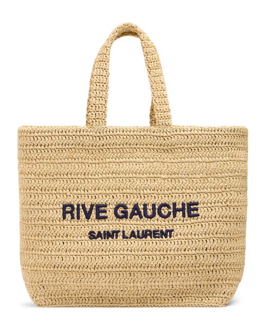 Saint Laurent Rive Gauche Printed Raffia Tote Bag