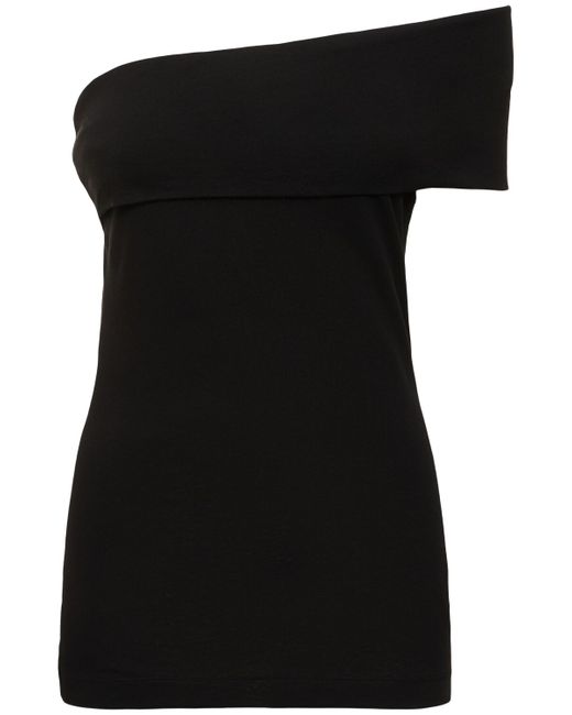 Msgm Draped Cotton Jersey One-shoulder Top