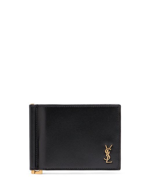 Saint Laurent Ysl Leather Bill Clip Wallet
