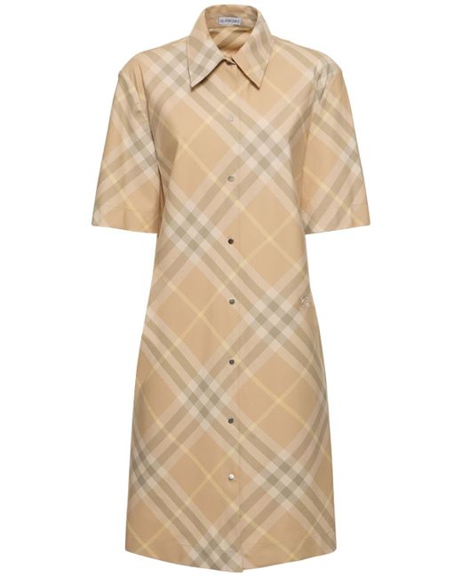 Burberry Check Cotton Jersey Mini Shirt Dress