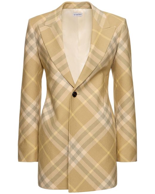 Burberry Check Wool Tailored Single Breast Jacket