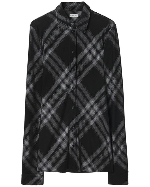 Burberry Check Viscose Knit Fitted Shirt
