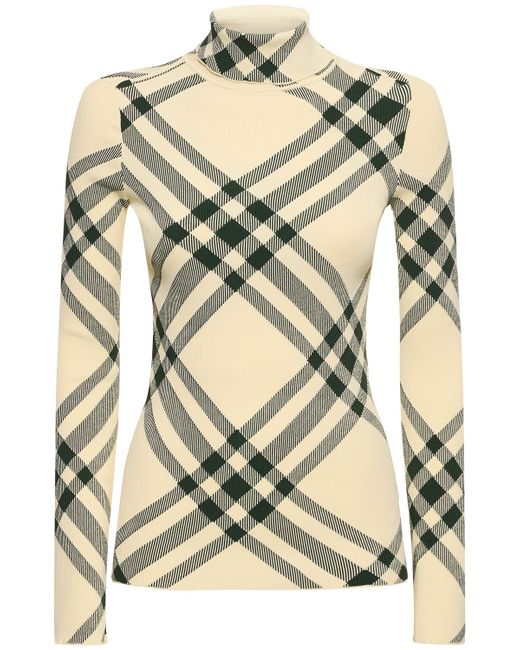 Burberry Ribbed Viscose Blend Knit Sweater
