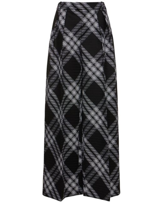 Burberry Check Wool Knit Wide Pants