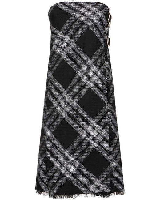 Burberry Wool Knit Strapless Midi Dress