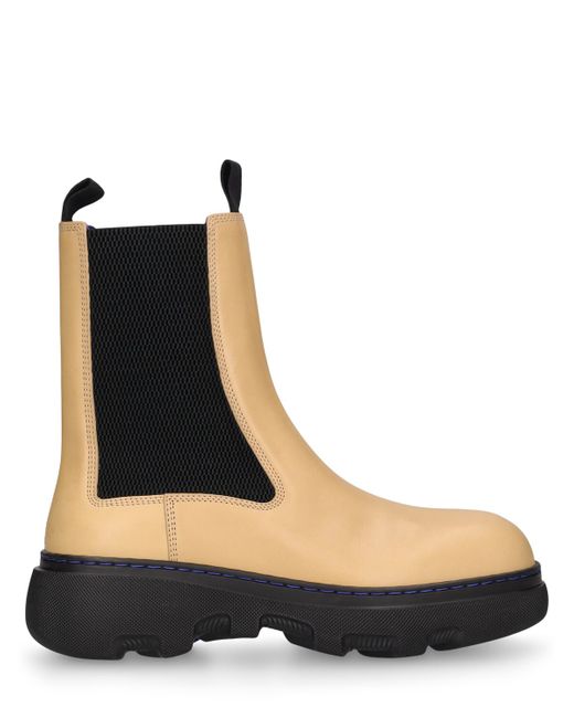 Burberry Lf Creeper Leather Chelsea Boots