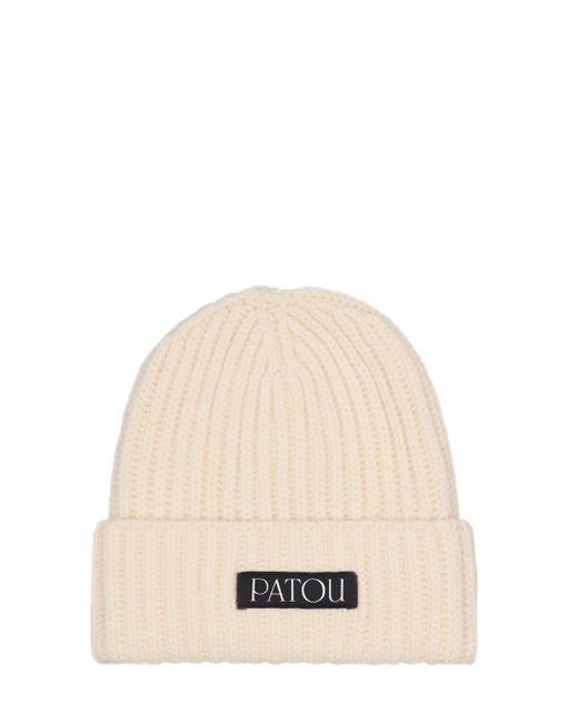 Patou Ribbed Wool Cashmere Beanie Hat