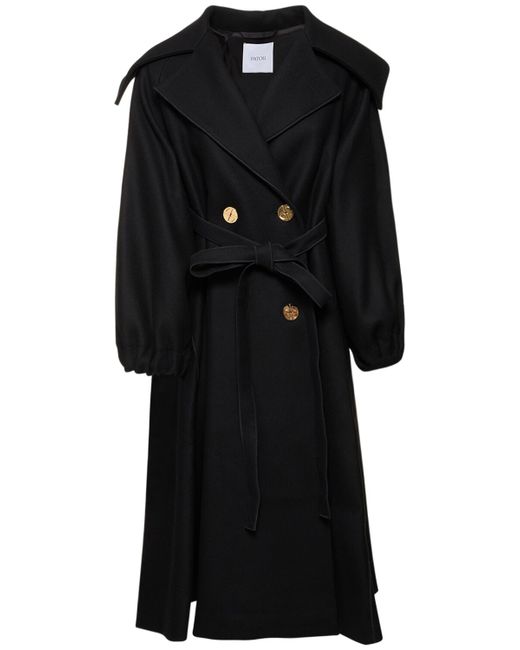 Patou Wool Belted Double Breasted Trench Coat