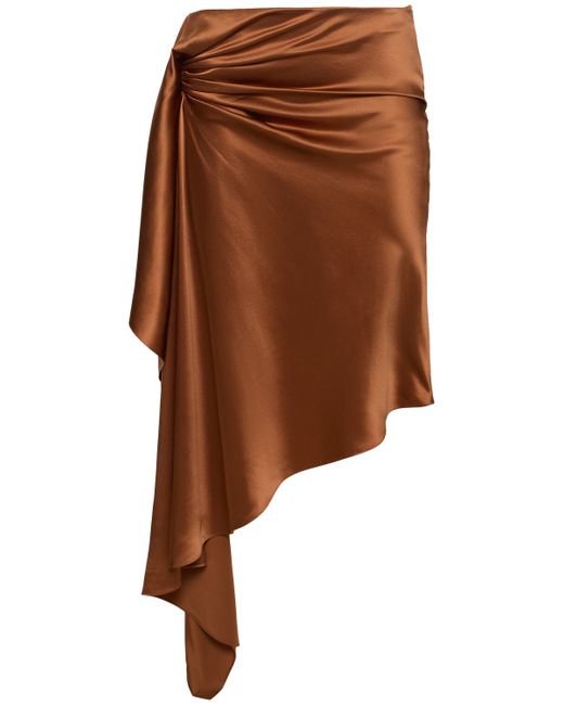 Christopher Esber Cusco Draped Silk Satin Midi Skirt