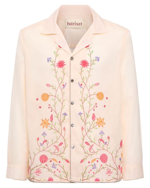 Baziszt Flower Embroidered Cotton Shirt