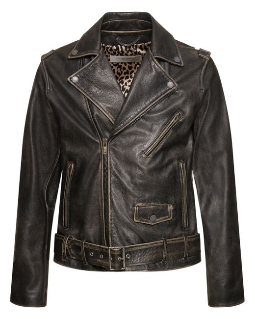 Golden Goose Chiodo Distressed Bull Leather Jacket