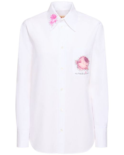 Marni Embroidered Cotton Poplin Shirt