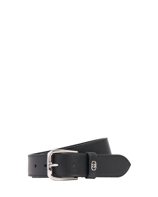 Gucci 3.5cm Squared Buckle Leather Belt