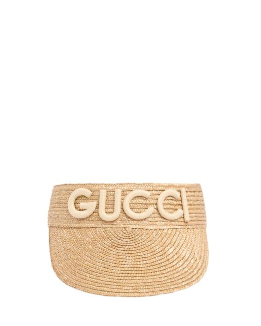 Gucci Monogram Embellished Straw Visor